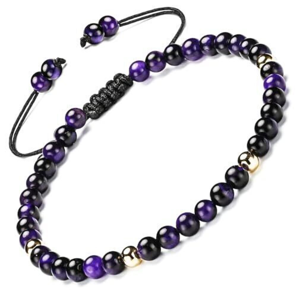 7830 5A Grade Natural Tiger's Eye Bracelet 925 Sterling Silver/18K Gold